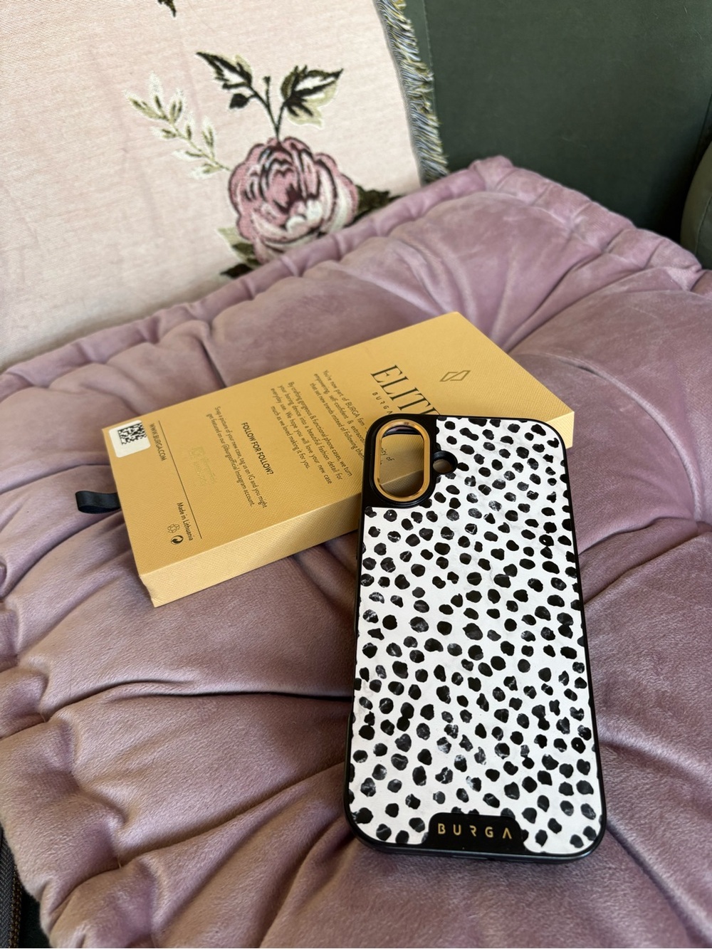 BURGA Elite MagSafe case for iPhone 16 Plus - Black & White Leopard Print